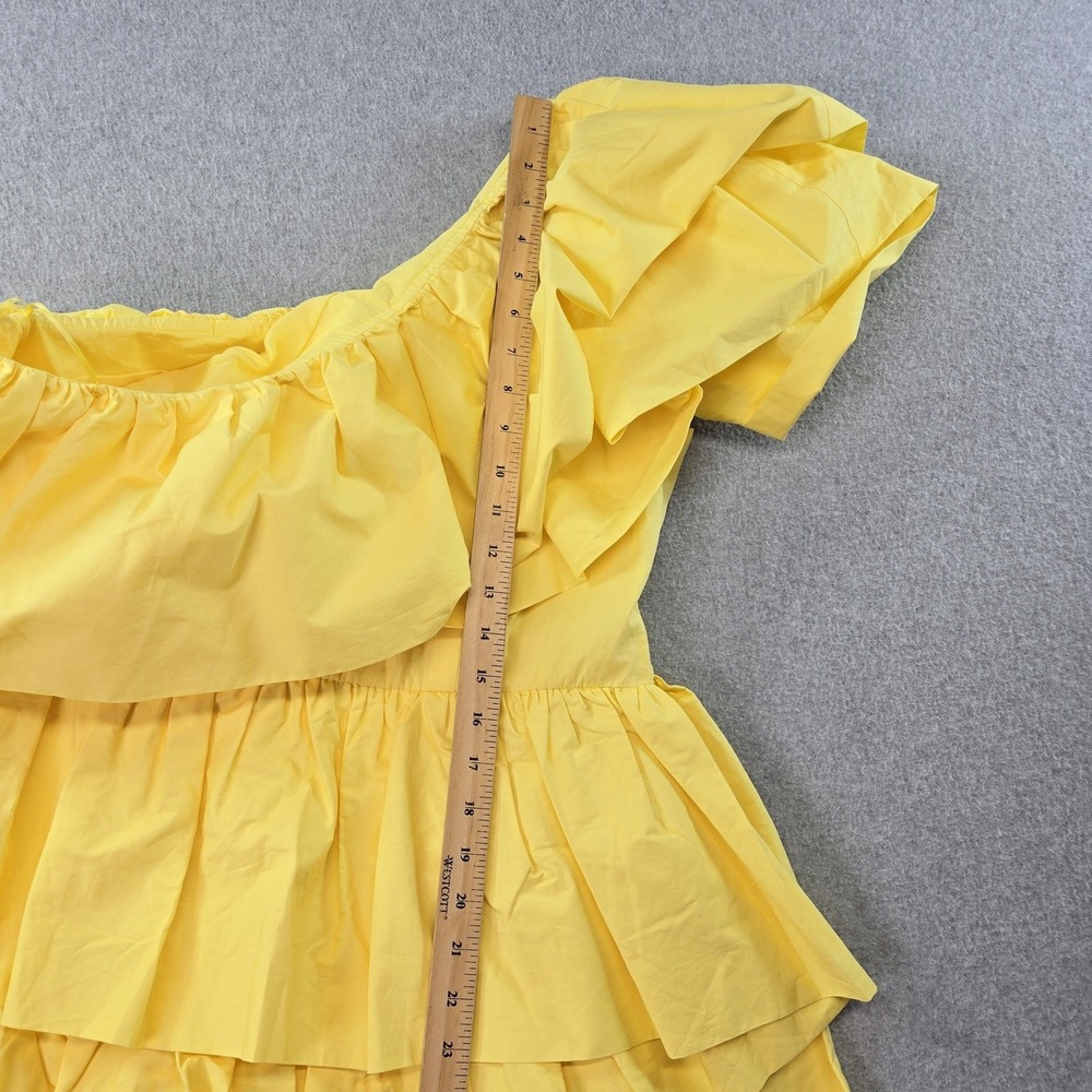 Yellow One-Shoulder Ruffle Asymmetrical Dress - Picture 10 of 11